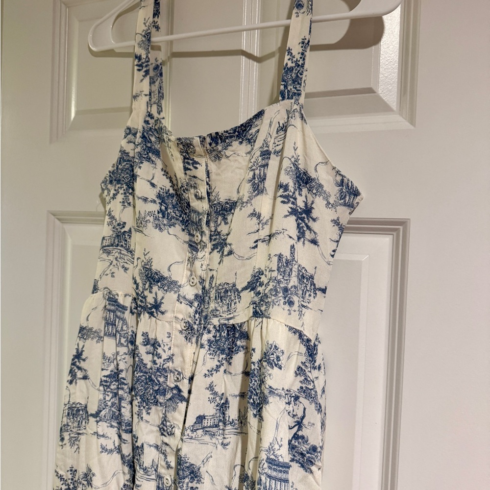 Worth Collective Storia Denny Blue White Toile Dress - Picture 3 of 6